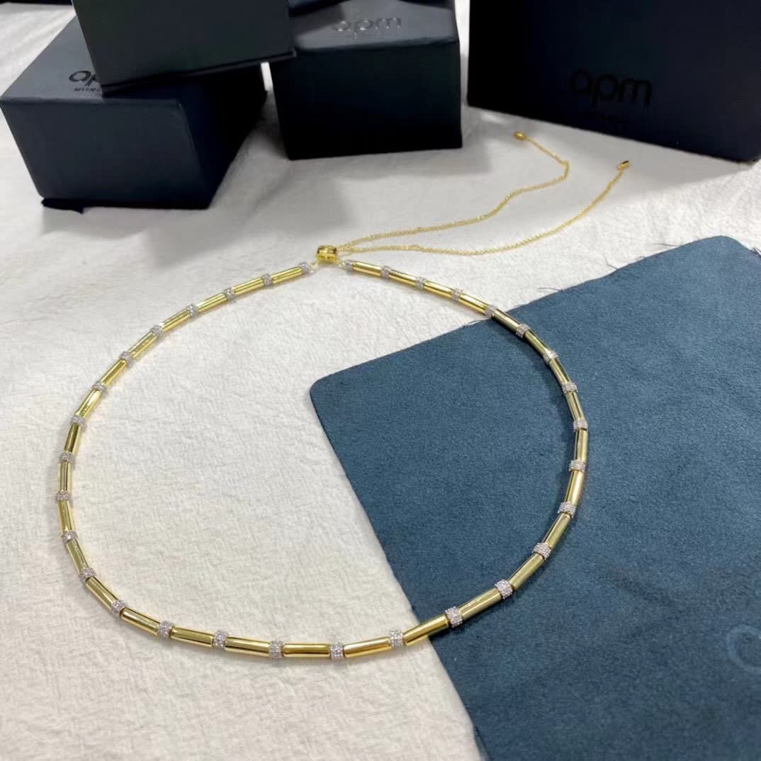 APM Monaco Yellow Gold and Diamond Necklace